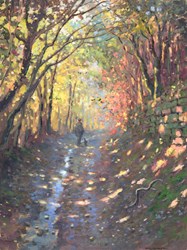 Autumn Dark Lane by James Preston - Original Painting on Stretched Canvas sized 24x32 inches. Available from Whitewall Galleries
